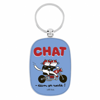 Porte-clés Chat motard