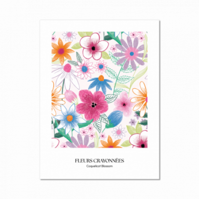 Affiche fleurs crayonnees